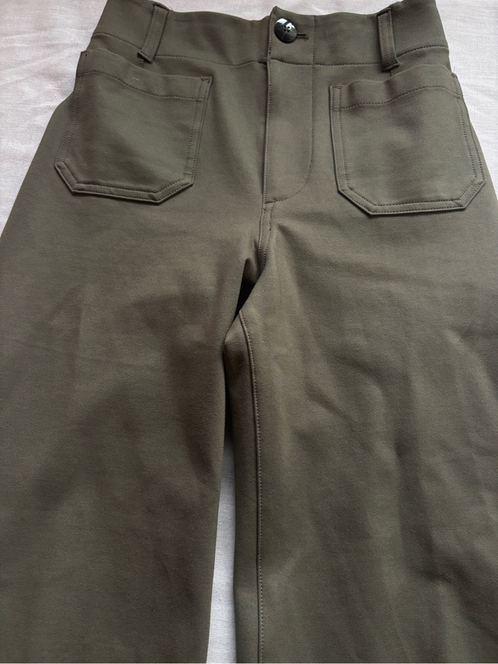 Anthropologie Maeve Colette Ponte High Rise Wide Leg Crop Pants 25 Green - Picture 4 of 12